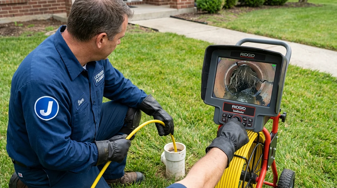 Sewer camera inspection being performed by Johns Plumbing LLC in Ashford