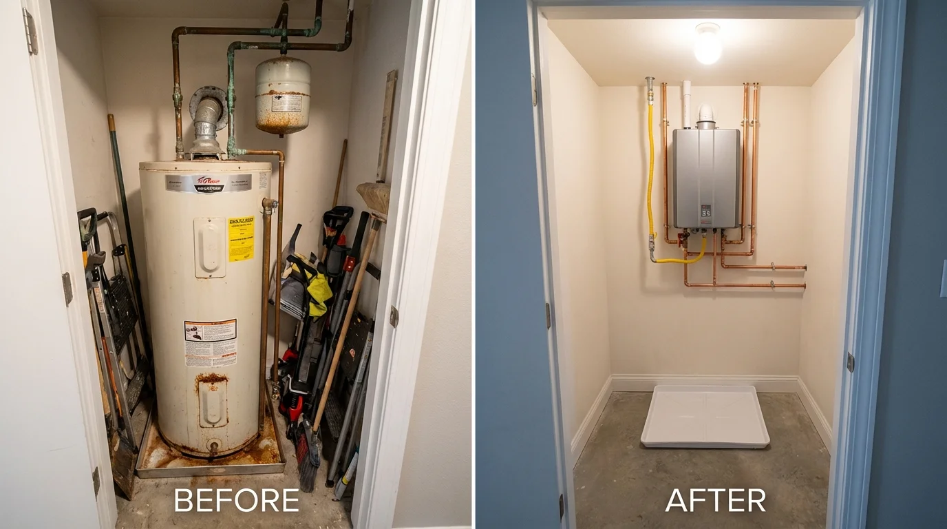 Tank water heater versus wall-mounted tankless unit comparison for Ashford, AL homeowners