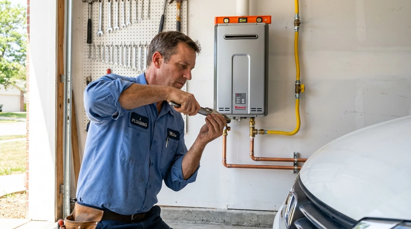 Tankless water heater installation by a Johns Plumbing LLC plumber in Ashford